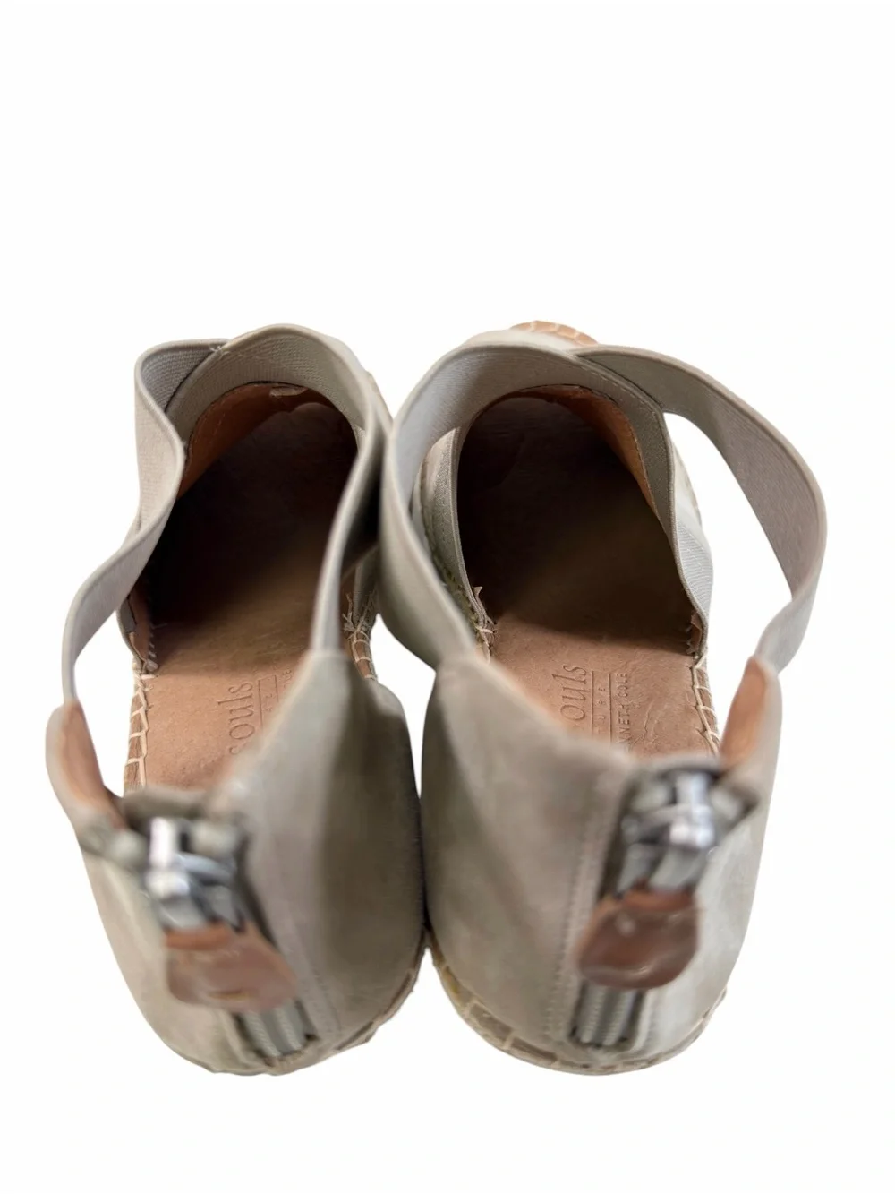 Gentle Souls Colleen Cross Elastic Espadrille Wedge Sandals Suede Taupe 9.5